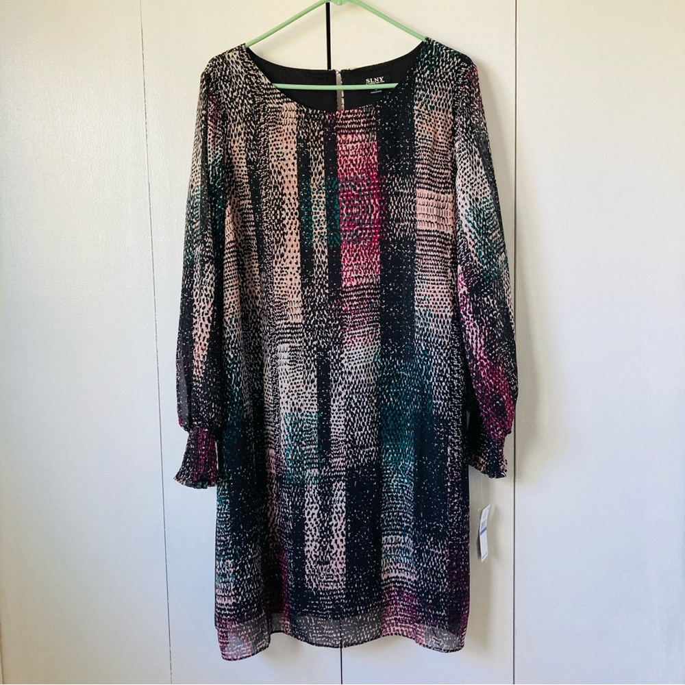 SLNY Women's Long Sleeve Multicolor Dress